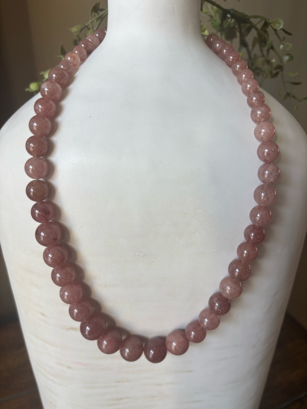 Jay King DTR Strawberry Quartz Beaded Necklace 19-22” Sterling Silver